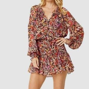 MISA Los Angeles Celina Mini Dress in Fire Flora size small